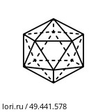 Icosahedron geometric shape projection of dashed and straight lines isolated. Complicated geometric figure composed of regular triangles vector. Icosahedron Isolated Black Three-Dimensional Shape. Стоковая иллюстрация, агентство Ingram Publishing / Фотобанк Лори