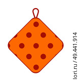 Potholder made of textile with polka dot pattern. Square piece of fabric to touch hot surfaces. Bright portholder for kitchen vector illustration.. Potholder Made of Textile with Polka Dot Pattern. Стоковая иллюстрация, агентство Ingram Publishing / Фотобанк Лори