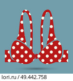 Top polka dot summer mode, swimsuit of pink color with print of dots, summer mode and fashion for women. Стоковая иллюстрация, агентство Ingram Publishing / Фотобанк Лори