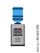 Watercooler machine, poster with construction made of gallon and small table with red and blue lamps, plastic bottle and purity vector illustration. Watercooler Machine Poster Vector Illustration. Стоковая иллюстрация, агентство Ingram Publishing / Фотобанк Лори
