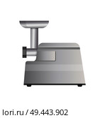Big mincer in shiny corpus with powerful engine. Electric appliance to mince meat. Modern kitchen supply for cooking isolated vector illustration.. Big Mincer in Shiny Corpus with Powerful Engine. Стоковая иллюстрация, агентство Ingram Publishing / Фотобанк Лори