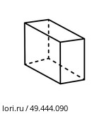 Cuboid black geometric shape projection of dashed and straight lines figure in black color. Parallelepiped with even opposite sides vector illustration.. Cuboid Black Geometry Shape Projection Dashed Line. Стоковая иллюстрация, агентство Ingram Publishing / Фотобанк Лори