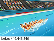 A vector illustration of swimmers in synchronized swimming in action for sport competition series. Стоковая иллюстрация, агентство Ingram Publishing / Фотобанк Лори