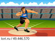 A vector illustration of shot putter in a shot put competition for sport competition series. Стоковая иллюстрация, агентство Ingram Publishing / Фотобанк Лори