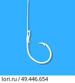 Barbed fish hook illustration on blue background. Стоковая иллюстрация, агентство Ingram Publishing / Фотобанк Лори