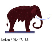 Mammoth museum item and object, exhibit of mammoth with tusks and eyes, hairy skin mammal, prehistory vector illustration isolated on white background. Mammoth Museum Item Object Vector Illustration. Стоковая иллюстрация, агентство Ingram Publishing / Фотобанк Лори