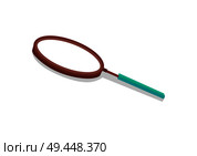 Magnifying glass closeup, lense allowing to enlarge something, symbol of research, magnifying glass with handle vector illustration isolated on white. Magnifying Glass Closeup, Vector Illustration. Стоковая иллюстрация, агентство Ingram Publishing / Фотобанк Лори