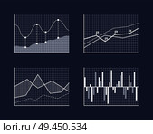 Charts and schemes set, poster with graphics and charts with curved lines, squares and dots, flags and information, isolated on vector illustration. Charts and Schemes Set Poster Vector Illustration. Стоковая иллюстрация, агентство Ingram Publishing / Фотобанк Лори