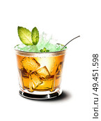 Silver Mint Julep Cup, with bourbon cocktail, isolated on transparent, dynamic derby, southern lighting, creative dish, Стоковое AI-изображение, AI-художник svetograph / Фотобанк Лори