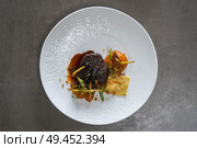 Top view of Beautiful and tasty gourmet food. Стоковое фото, агентство Ingram Publishing / Фотобанк Лори