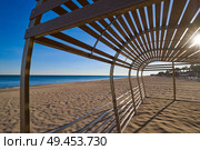 Cristall Cristal beach playa in Miami Platja of Tarragona at costa Dorada of Catalonia. Стоковое фото, агентство Ingram Publishing / Фотобанк Лори
