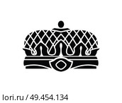 Crown closeup silhouette, crown of king with ornaments and squared shape, lines and colorless icon vector illustration isolated on white background. Crown Closeup of Silhouette Vector Illustration. Стоковая иллюстрация, агентство Ingram Publishing / Фотобанк Лори