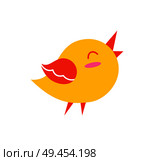 Bird in good mood creature, singing songs, and having great time, bird of yellow and re colors, vector illustration, isolated on white background. Bird in Good Mood Creature Vector Illustration. Стоковая иллюстрация, агентство Ingram Publishing / Фотобанк Лори