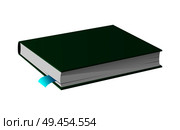 Book in hardcover vector illustration isolated on white. Textbook with textile bookmarks, dictionary and encyclopedia in green color. Book in Hardcover Vector Image Isolated Icon. Стоковая иллюстрация, агентство Ingram Publishing / Фотобанк Лори