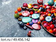 Handmade and bead for making accessories.Big set of beads. Beads or colorful beads. Стоковое фото, агентство Ingram Publishing / Фотобанк Лори