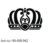 Crown in futuristic style black silhouette with complicated design. Accessory symbol of authority. Seal stamp luxury richness sign vector illustration icon. Crown in Futuristic Style with Complicated Design. Стоковая иллюстрация, агентство Ingram Publishing / Фотобанк Лори