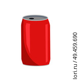 Coca cola red can closeup, aluminum container with hole to drink from it, tasty beverage poured inside, drink vector illustration isolated on white. Coca Cola Red Can Closeup Vector Illustration. Стоковая иллюстрация, агентство Ingram Publishing / Фотобанк Лори