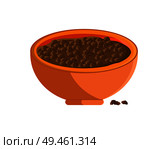 Buckwheat porridge in bowl of brown color, grains as healthy food, meal and groat inside plate, dish vector illustration isolated on white background. Buckwheat Porrige in Bowl Vector Illustration. Стоковая иллюстрация, агентство Ingram Publishing / Фотобанк Лори