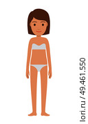 Woman body in swimming suit or underwear bra and pants, lady with brown hair standing calmly, female organism vector illustration isolated on white. Woman Body in Swiming Suit Vector Illustration. Стоковая иллюстрация, агентство Ingram Publishing / Фотобанк Лори