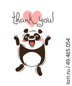 Funny panda says thank you. Vector illustration in cartoon style.. Funny panda says thank you. Vector illustration in cartoon style. Стоковая иллюстрация, агентство Ingram Publishing / Фотобанк Лори