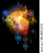 Symbols of Beyond. Platonic Space series. Abstract fractal nebula and mystic signs on subject of inner Self, astrology, the occult, witchcraft, magic and its symbols. Стоковое фото, агентство Ingram Publishing / Фотобанк Лори