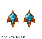 Golden earrings leaf shape isolated on white vector illustration female stylish accessories with blue stones, golden or platinum decoration for ears. Golden Earrings Leaf Shape Isolated White Vector. Стоковая иллюстрация, агентство Ingram Publishing / Фотобанк Лори