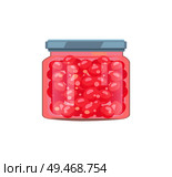 Conservated currant berry jam or fruit compote in small unlabeled caddy. Screw-cap glass jar home cooked preservation vector illustration isolated.. Berry Jam or Fruit Compote in Glass Screw-cap Jar. Стоковая иллюстрация, агентство Ingram Publishing / Фотобанк Лори