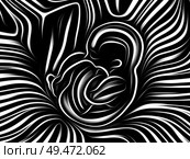 Inner Geometry series. Rendering of human baby in traditional woodcut style on the subject of human soul, internal drama, art, poetry and spirituality. Стоковое фото, агентство Ingram Publishing / Фотобанк Лори