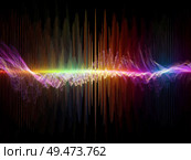 Wave Function series. Artistic abstraction composed of colored sine vibrations, light and fractal elements on the subject of sound equalizer, music spectrum and  quantum probability. Стоковое фото, агентство Ingram Publishing / Фотобанк Лори