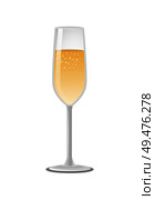 Glass of champagne classical luxury alcohol drink in elite glassware, fizzy expensive winery refreshing beverage with bubbles, vector illustration isolated. Glass of Champagne Classical Luxury Alcohol Drink. Стоковая иллюстрация, агентство Ingram Publishing / Фотобанк Лори