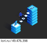 Man walking from Polish Zloty to dollar pedestal, financial choice for future. Earning money in international currency concept 3D isometric icons vector. Man Walking from Polish Zloty to Dollar Pedestal. Стоковая иллюстрация, агентство Ingram Publishing / Фотобанк Лори