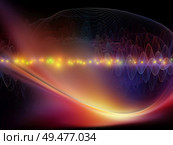Texture of Oscillation. Optical Flow series. Image of color lines and lights isolated on black background in conceptual relevance to technology, design and education. Стоковое фото, агентство Ingram Publishing / Фотобанк Лори
