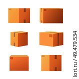 Carton packages with adhesive type set of isolated icons vector. Containers made of cardboard, packaging square objects for storage and items keeping. Carton Packages with Adhesive Type Set Vector. Стоковая иллюстрация, агентство Ingram Publishing / Фотобанк Лори