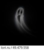 Ghost of Halloween poltergeist scaring people and haunting victims at night. Isolated icon closeup of spooky apparition appearing at dark part vector. Ghost of Halloween Poltergeist Isolated Vector. Стоковая иллюстрация, агентство Ingram Publishing / Фотобанк Лори