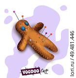 Voodoo doll with colorful pins for spiritual rituals prayer spell meditation curse revenge realistic image vector illustration   . Voodoo Doll Pins Realistic . Стоковая иллюстрация, агентство Ingram Publishing / Фотобанк Лори