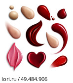 Cosmetic foundation lipgloss cream smears realistic icon set with swatch different shapes and tones vector illustration. Стоковая иллюстрация, агентство Ingram Publishing / Фотобанк Лори