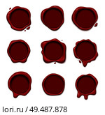 Wax stamp set of realistic 3d images with different wafer seals with empty space for text vector illustration. Стоковая иллюстрация, агентство Ingram Publishing / Фотобанк Лори