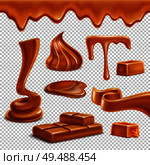 Caramel toffee melted border drops puddles spiral figures candies bar sweets realistic set transparent background vector illustration. Стоковая иллюстрация, агентство Ingram Publishing / Фотобанк Лори