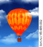 Baloon in the sky realistic composition with air travel symbols vector illustration. Стоковая иллюстрация, агентство Ingram Publishing / Фотобанк Лори