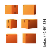 Carton packages with adhesive type set of isolated icons vector. Containers made of cardboard, packaging square objects for storage and items keeping. Carton Packages with Adhesive Type Set Vector. Стоковая иллюстрация, агентство Ingram Publishing / Фотобанк Лори