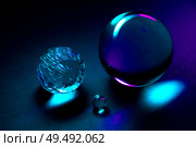 Close-Up of Glass Spheres in Vibrant Colorful Lighting. Стоковое фото, фотограф Мара Фрибус / Фотобанк Лори
