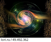 Network, fractal swirl and abstract component interplay on the subject of digital communication and modern technologies. Стоковое фото, агентство Ingram Publishing / Фотобанк Лори