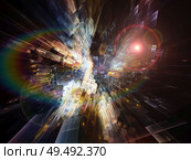 Exponential Expansion. Bright math-generated abstract radial elements to illustrate concept of rapid expansion on the subject of science, education and technology. Стоковое фото, агентство Ingram Publishing / Фотобанк Лори