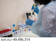 Belarus, Comely, 24 April 2018. Blood transfusion station.Microbiological examination of blood. Редакционное фото, фотограф Лазаренко Светлана / Фотобанк Лори
