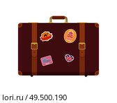 Luggage decorated with stickers of landmarks and famous sights set vector. Vacation bag for things of travelers. Baggage with United Kingdom flag. Luggage with Stickers of Landmarks Set Vector. Стоковая иллюстрация, агентство Ingram Publishing / Фотобанк Лори