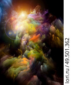 Coloring Space series. Three dimension multicolored cloudy formations. Abstraction on the subject of art, imagination, creativity and education. Стоковое фото, агентство Ingram Publishing / Фотобанк Лори