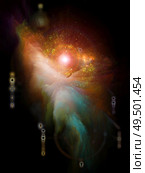 Geometry of Fate. Platonic Space series. Abstract fractal nebula and mystic signs on subject of inner Self, astrology, the occult, witchcraft, magic and its symbols. Стоковое фото, агентство Ingram Publishing / Фотобанк Лори