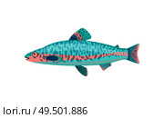 Jack dempsey fish closeup. Limbless cold-blooded vertebrate animal with gills and fins. Colorful tropical biological organism vector illustration. Jack Dempsey Fish Closeup Vector Illustration. Стоковая иллюстрация, агентство Ingram Publishing / Фотобанк Лори