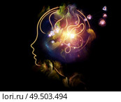 Color Thinking. Inner Nature series. Arrangement of child’s mind illustration fused with fractal paint on theme of art, creativity, poetry and spiritual life. Стоковое фото, агентство Ingram Publishing / Фотобанк Лори