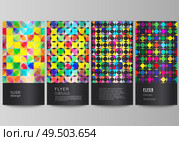 The minimalistic vector illustration of the editable layout of flyer, banner design templates. Abstract background, geometric mosaic pattern with bright circles, geometric shapes. The minimalistic vector illustration of the editable layout of flyer, banner design templates. Abstract background, geometric mosaic pattern with bright circles, geometric shapes. Стоковая иллюстрация, агентство Ingram Publishing / Фотобанк Лори